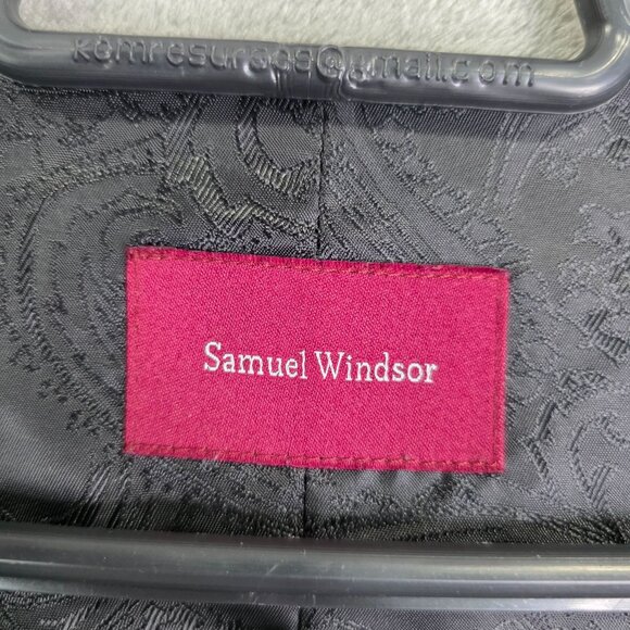 Mens Samuel Windsor Black Navy Paisley Jacquard Waistcoat Vest Button Front 42R - Picture 3 of 8